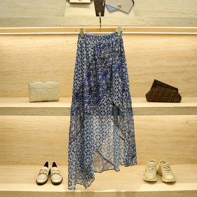 Jar/Leto 2022 Asymetrická sukňa s volánovou potlačou, polodlhá jednodielna zavinovacia sukňa s personalizovaným vzorom