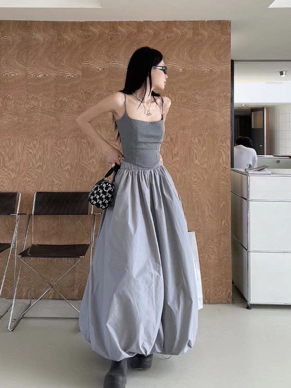 Maxi BUD suknje Ženske labave Pure Chic Ljetni temperament Visoki struk Harajuku Ins Novi dolazak Uredska dama Seksi klupska odjeća za sve