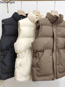 Vintage prsluci Ženska odjeća Široka modna zimska, sveobuhvatna, ležerna, džepovi, korejski stil Topli Chalecos Para Mujer Streetwear Chic