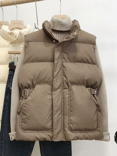 Vintage prsluci Ženska odjeća Široka modna zimska, sveobuhvatna, ležerna, džepovi, korejski stil Topli Chalecos Para Mujer Streetwear Chic