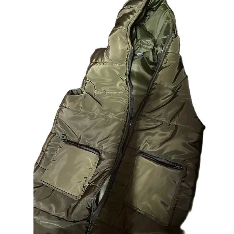 Ležerna ženska topla zimska jakna s kapuljačom srednje dužine, deblji prsluk bez rukava, velika pamučna gornja odjeća