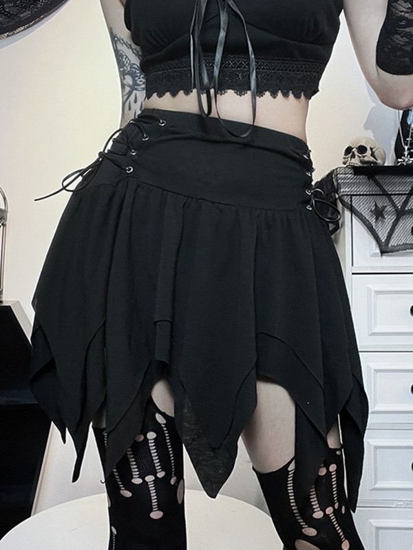 Yangelo Mall gotička nepravilna rubna crna bandage suknja punk grunge coquette Y2K suknje ljetna odjeća za žene 2023.
