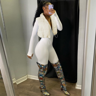 Echoine Zimski kratki prsluk bez rukava Debeli topli parkovi Lagane podstavljene skraćene pufer jakne Ženski ženski topli kaput