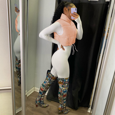 Echoine Zimski kratki prsluk bez rukava Debeli topli parkovi Lagane podstavljene skraćene pufer jakne Ženski ženski topli kaput