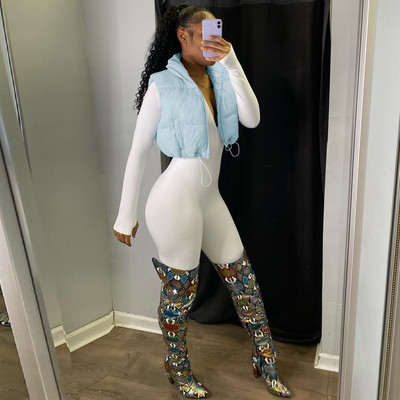 Echoine Zimski kratki prsluk bez rukava Debeli topli parkovi Lagane podstavljene skraćene pufer jakne Ženski ženski topli kaput