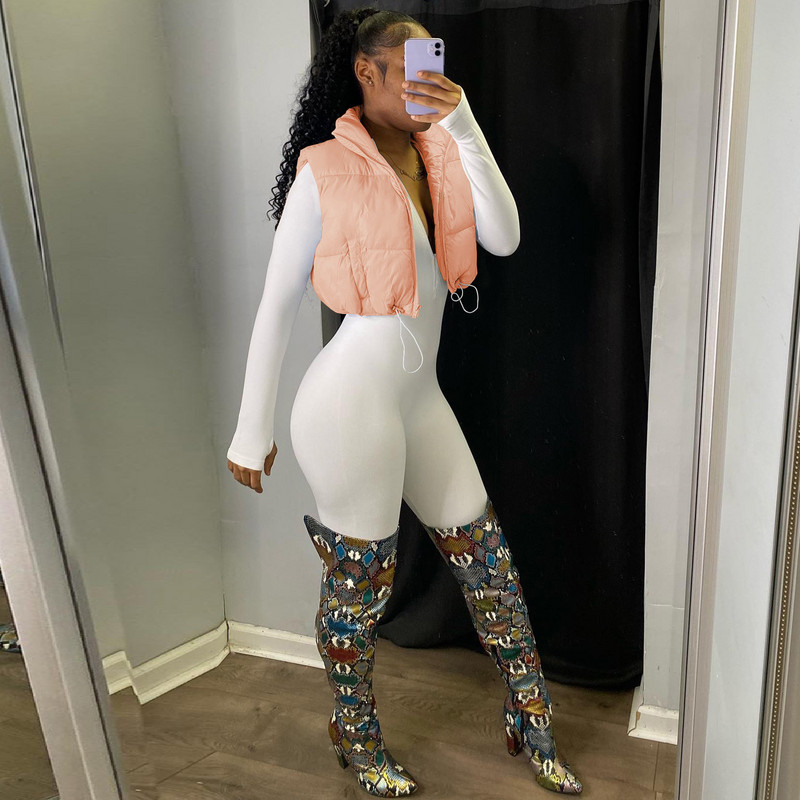 Echoine Zimski kratki prsluk bez rukava Debeli topli parkovi Lagane podstavljene skraćene pufer jakne Ženski ženski topli kaput