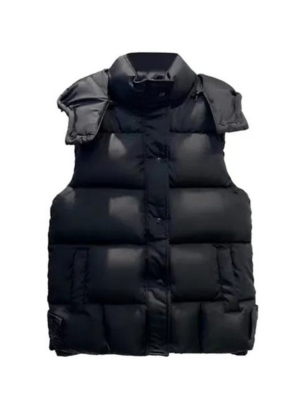 Dámska kórejská bavlnená vesta z páperovej bavlny, jeseň/zima, krátka vesta so stojacím golierom, bunda bez rukávov, biela vesta s kapucňou, žena 2022