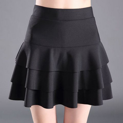 Produžujuća suknja u tri kata s lotosovim listom sa strane dvoslojna mornarska plesna haljina donji dio seksi suknja visokog struka