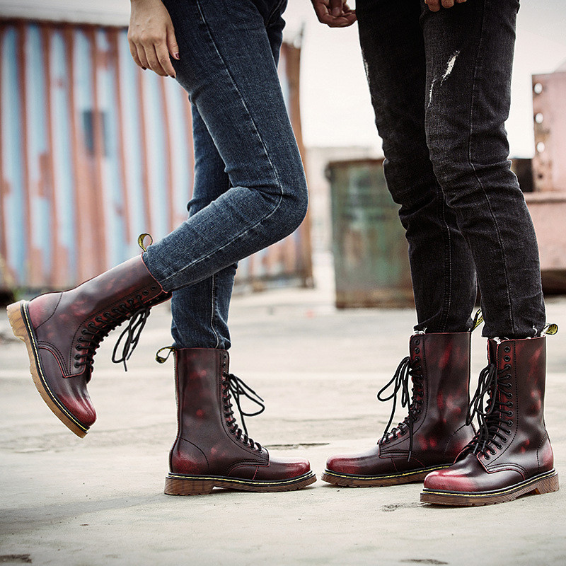 Iubitorii de cizme de motocicletă populare pentru bărbați Cizme de luptă înalte de iarnă pentru bărbați din piele pentru bărbați cizme militare de lux casual, armate YYJ108