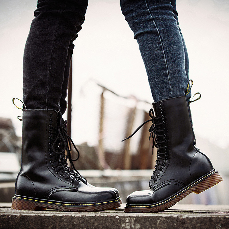 Iubitorii de cizme de motocicletă populare pentru bărbați Cizme de luptă înalte de iarnă pentru bărbați din piele pentru bărbați cizme militare de lux casual, armate YYJ108