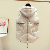 Μπουφάν με κουκούλα Γιλέκο πουπουλένιο Βαμβακερό γιλέκο Γυναικείο Μεσαίο μήκους Χειμώνας 2021 Κορεατική μόδα Χαλαρό Chaleco Mujer Body πιο ζεστό παλτό Gilet