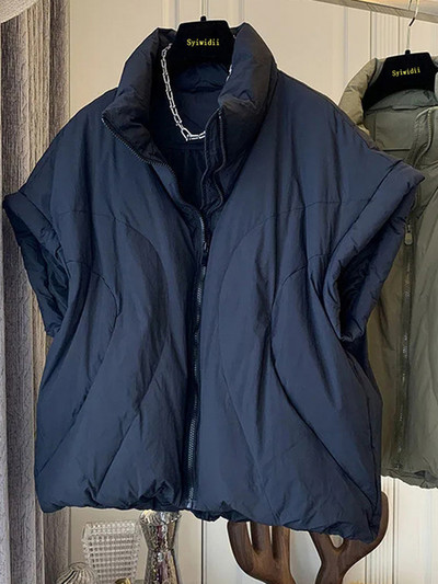 MOONBIFFY Toamnă Iarnă femei fără mâneci vestă puf jachetă dama supradimensionat largi ocazional calduros cu fermoar paltoane