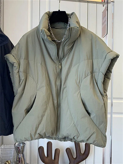 MOONBIFFY Toamnă Iarnă femei fără mâneci vestă puf jachetă dama supradimensionat largi ocazional calduros cu fermoar paltoane