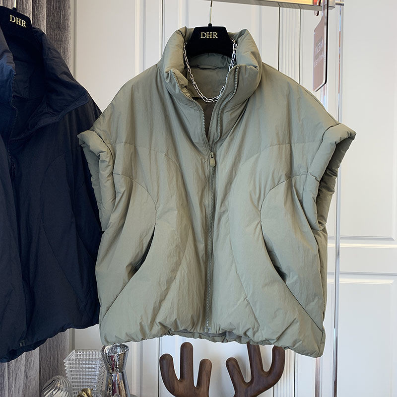 MOONBIFFY Toamnă Iarnă femei fără mâneci vestă puf jachetă dama supradimensionat largi ocazional calduros cu fermoar paltoane