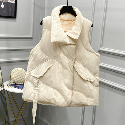 Lagabogy novi zimski oversize bijeli prsluk s pačjim puhom Ženski kaputi Ženski prsluk s velikim džepovima Jesenska pufer jakna Široke parke