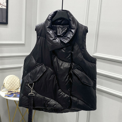 Lagabogy novi zimski oversize bijeli prsluk s pačjim puhom Ženski kaputi Ženski prsluk s velikim džepovima Jesenska pufer jakna Široke parke