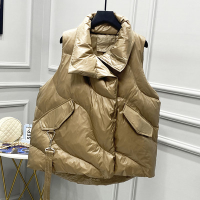 Lagabogy novi zimski oversize bijeli prsluk s pačjim puhom Ženski kaputi Ženski prsluk s velikim džepovima Jesenska pufer jakna Široke parke