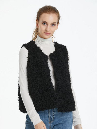 Relish Noless Jachetă de pluș, ocazională, solidă, pentru femei, toamnă iarnă 2023, nou în jachete fără mâneci, cu îmbrăcăminte regulată