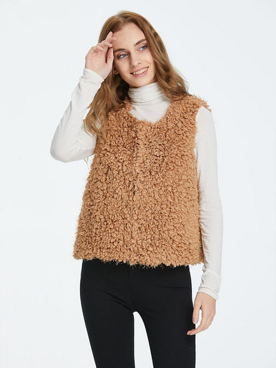 Relish Noless Jachetă de pluș, ocazională, solidă, pentru femei, toamnă iarnă 2023, nou în jachete fără mâneci, cu îmbrăcăminte regulată