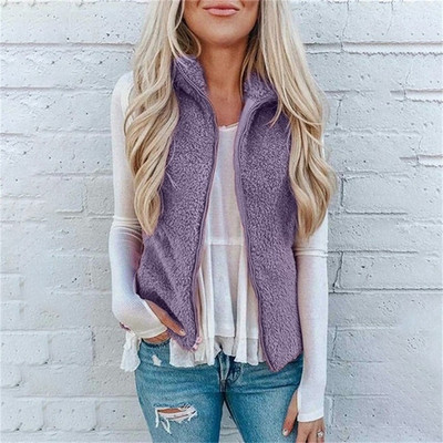 Noua vestă de toamnă 5XL de pluș pentru femei, la modă, fără mâneci, caldă, cu rever, cardigan.