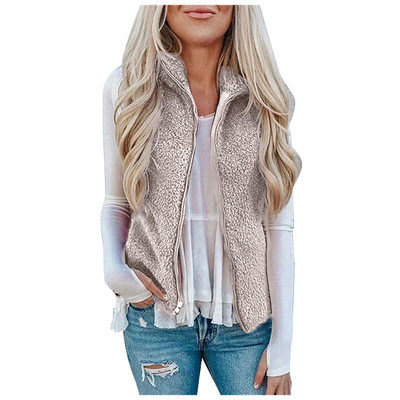 Noua vestă de toamnă 5XL de pluș pentru femei, la modă, fără mâneci, caldă, cu rever, cardigan.