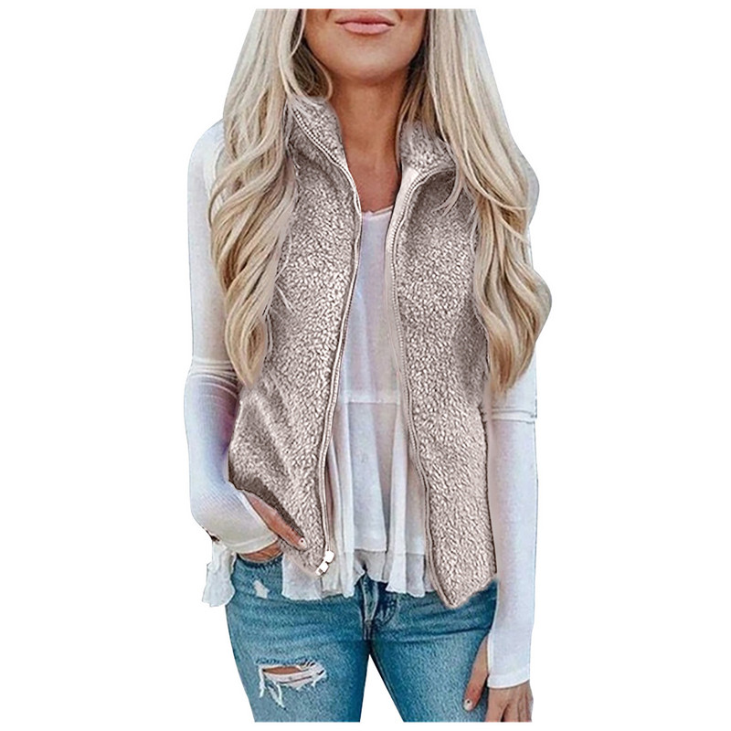 Noua vestă de toamnă 5XL de pluș pentru femei, la modă, fără mâneci, caldă, cu rever, cardigan.