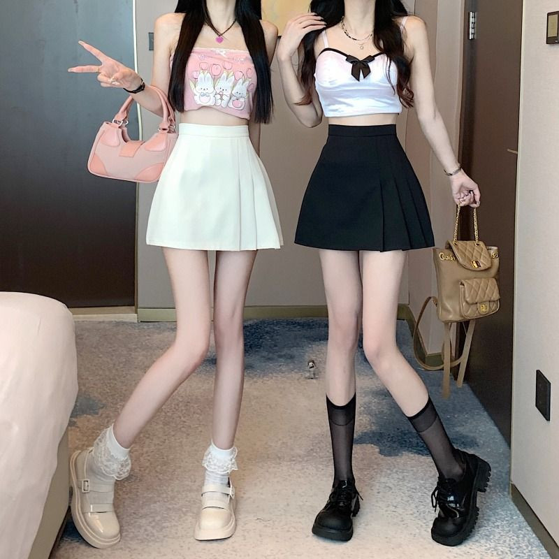 Sukne Dámske Letné Mini Jemné Nepravidelné Preppy Štýl Šik Móda Univerzálne Dievčenské Jednoduché Ležérne Ulzzang Vysoký Pás Teenagerské Nové