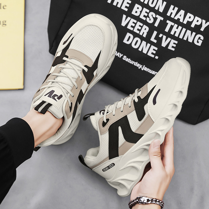 Pantofi bărbați de primăvară cu șireturi din plasă versatilă anti-alunecare, respirabil, confortabil, cu talpă moale, pantofi sport, la modă, ocazional, pantofi pentru bărbați