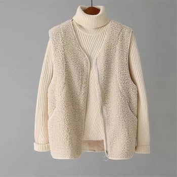 Oversize 4xl Faux Fleece Fur Γιλέκο Casaco Casual Teddy Γυναικείο παλτό Gilet Ανοιξιάτικο Νέο γιλέκο Chaleco Korean Loose Αμάνικο Ja