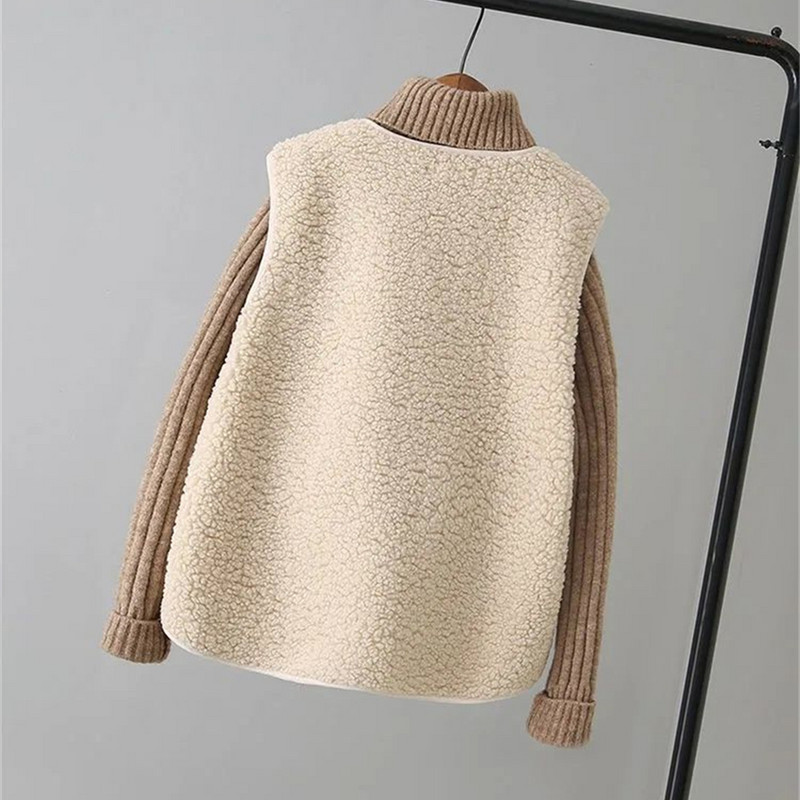 Oversize 4xl Faux Fleece Fur Γιλέκο Casaco Casual Teddy Γυναικείο παλτό Gilet Ανοιξιάτικο Νέο γιλέκο Chaleco Korean Loose Αμάνικο Ja