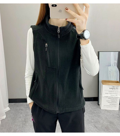 Vestă din lână la modă pentru femei, toamnă, cu guler înalt, vestă din lână cu balansoar, vestă caldă, cu fermoar, fără mâneci, îmbrăcăminte moale