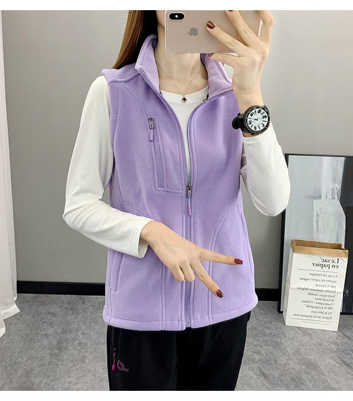 Vestă din lână la modă pentru femei, toamnă, cu guler înalt, vestă din lână cu balansoar, vestă caldă, cu fermoar, fără mâneci, îmbrăcăminte moale
