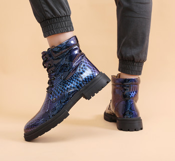 HKDQ Luxury Snake Designer Ankle Boots Man Fashion Μπλε λουστρίνι ψηλές μπότες ανδρικές ανδρικές μπότες πλατφόρμας ποιότητας Glitter