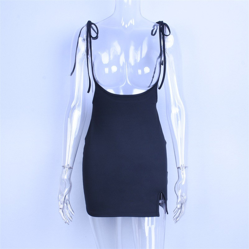 BOOFEENAA Fusta neagră cu dantelă cu bretele cu bretele cu fante pentru femei, sexy, cu talie înaltă, mini fustă bodycon, fuste 2020 pentru femei C83AE12