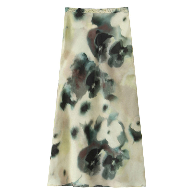 Dámska saténová sukňa TRAF s vysokým pásom a midi sukňou, letné viazané dlhé sukne pre ženy, móda 2023, elegantné dámske sukne