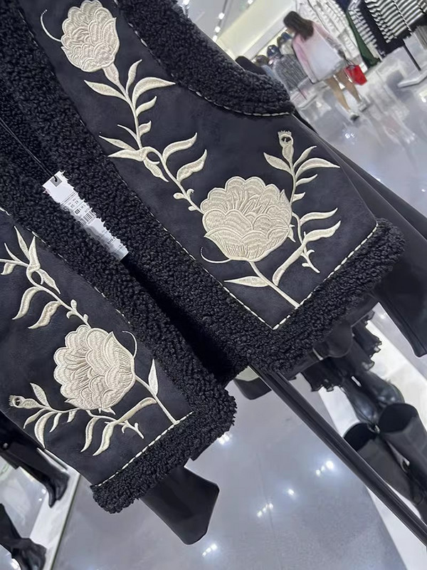 Jesenná vesta z jahňacej vlny pre ženy, vintage vesta s výstrihom do V, výšivka, vesta bez rukávov, dámska teplá vesta, dámsky ležérny kardigan