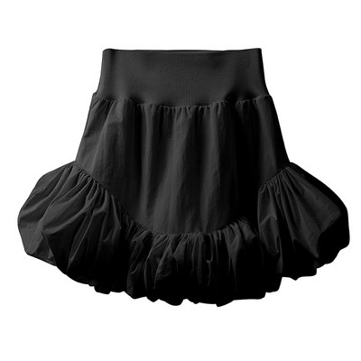 Μαύρες φούστες με περιτύλιγμα Γυναικείες καλοκαιρινές κορεάτικες ακανόνιστες πλισέ, φουσκωτή μίνι φούστα Γυναικεία λευκή ψηλόμεση λεπτή κοντή φούστα