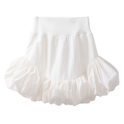 Μαύρες φούστες με περιτύλιγμα Γυναικείες καλοκαιρινές κορεάτικες ακανόνιστες πλισέ, φουσκωτή μίνι φούστα Γυναικεία λευκή ψηλόμεση λεπτή κοντή φούστα