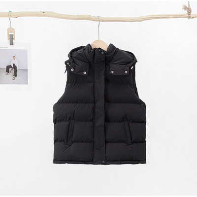 Gilet pentru femei îngroșați 2023, iarnă, bumbac, modă caldă, fermoar de stradă, vestă cu glugă, buzunar mare, fără mâneci.