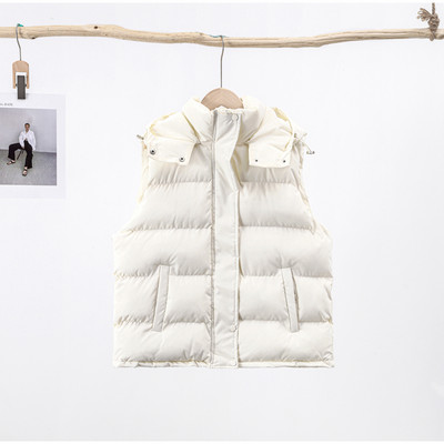 Gilet pentru femei îngroșați 2023, iarnă, bumbac, modă caldă, fermoar de stradă, vestă cu glugă, buzunar mare, fără mâneci.