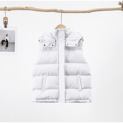 Gilet pentru femei îngroșați 2023, iarnă, bumbac, modă caldă, fermoar de stradă, vestă cu glugă, buzunar mare, fără mâneci.