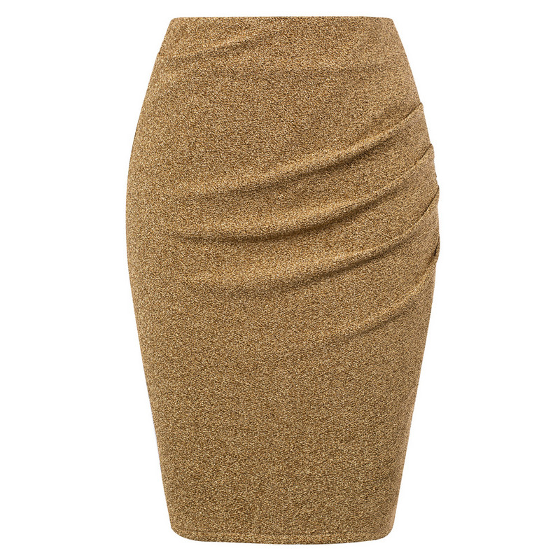 Fusta GK pentru femei, sexy, cu volan, pentru petrecere, cu talie înaltă, până la genunchi, fustă bodycon, fuste cu șolduri pentru damă de birou