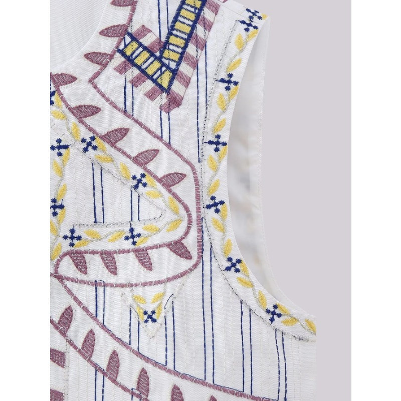 Broderie imprimeu femei vestă vintage vestă scurtă jachetă fără mâneci paltoane cu flori Y2k crop tops cardigane veste șic nou