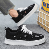 2023 Nové pánske tenisky s okrúhlou špičkou, ploché šnurovacie tenisky, ležérne, outdoorové, protišmykové, pohodlné, univerzálne, trendy, pevné, pánske vulkanizované topánky