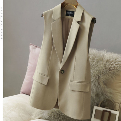 Vestă pentru femei Jachetă fără mâneci Volane Îmbrăcăminte pentru femei de designer de primăvară și vară Vestă cu guler pentru costum Moda coreeană