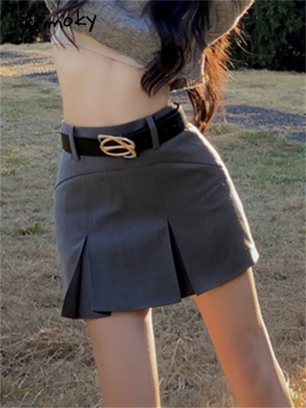 Yitimoky fuste plisate cu talie înaltă pentru femei, vara 2023, nouă, solidă, la modă coreeană, mini-fustă, casual, pentru femei