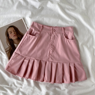 Costum cu fustă scurtă pentru femeie Hot Girl Party Palatul coreean Hot Girl Bubble Maneca Tricou scurt Retro Jucăuș Fusta plisată