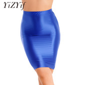 Fusta creion lucioasă cu talie înaltă pentru femei, elastică, casual, de culoare uni, fuste bodycon pentru festival de muzică Rave Dance Party Club Wear