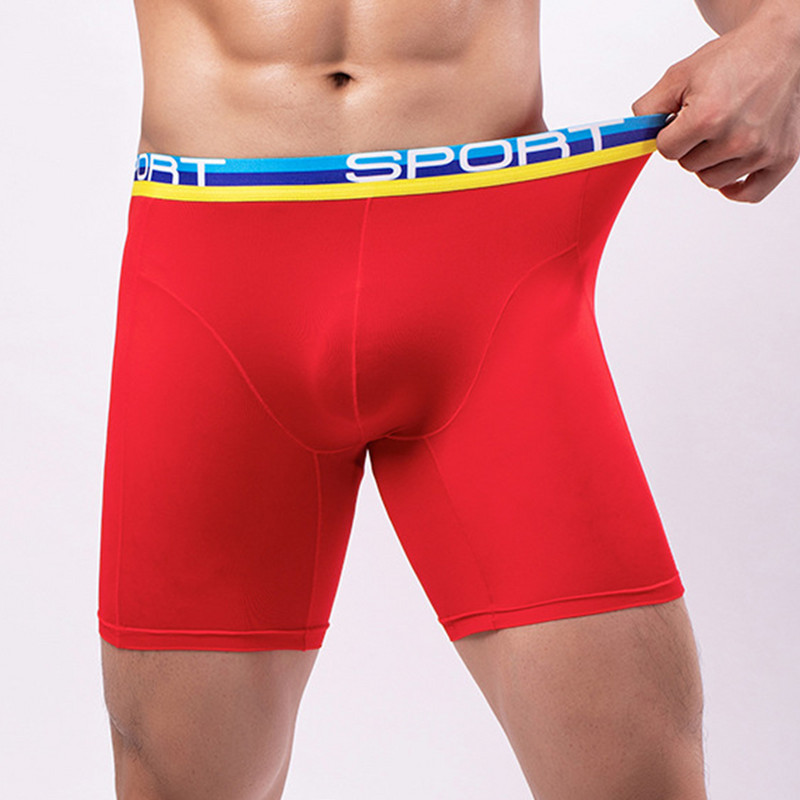 Rastezljive duge bokserice Muške kratke hlače U konveksni penis Big Pouch Bokserice Muške udobne gaće Sportsko donje rublje visokog struka