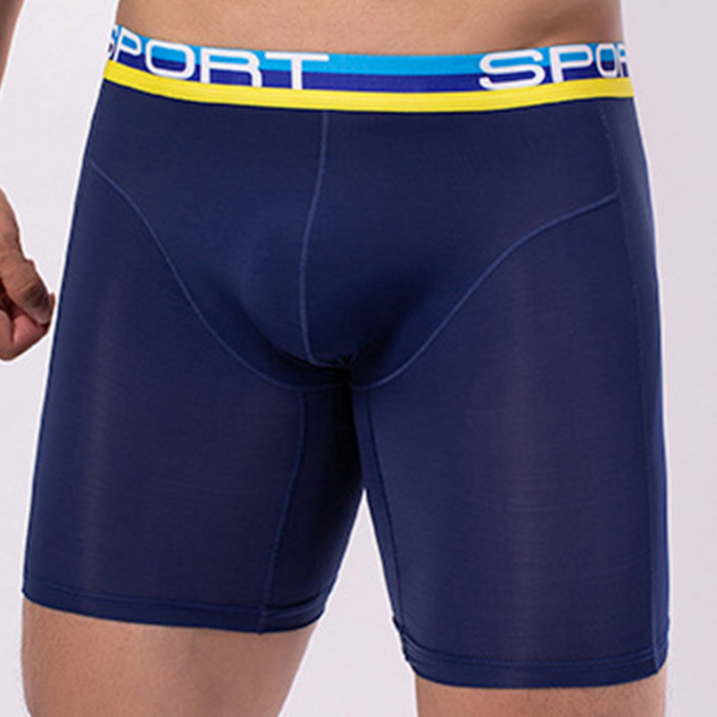 Rastezljive duge bokserice Muške kratke hlače U konveksni penis Big Pouch Bokserice Muške udobne gaće Sportsko donje rublje visokog struka